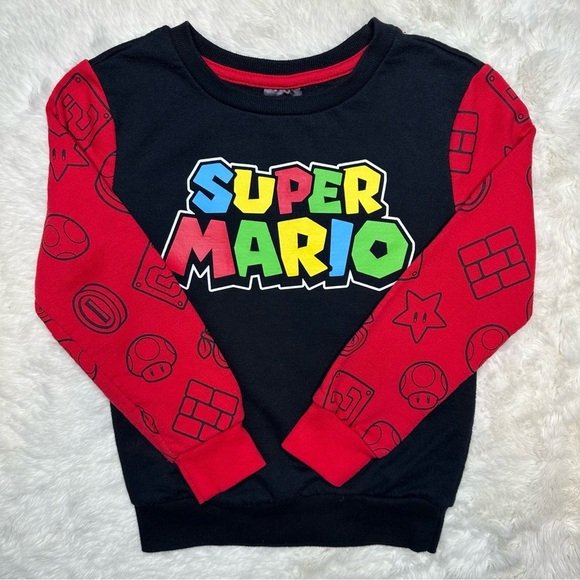 Nintendo Other - Nintendo Super Mario Sweatshirt Black & Red Size 5